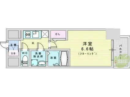 エスリード大阪ラ・リュール(1K/14階)の間取り写真