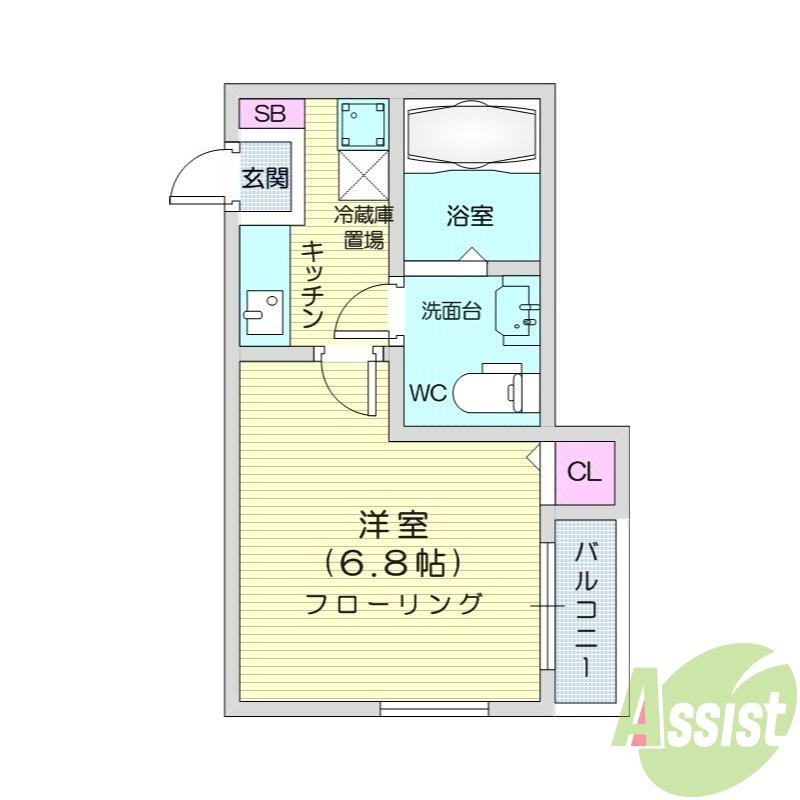 カミエール東照宮(1K/1階)の間取り写真