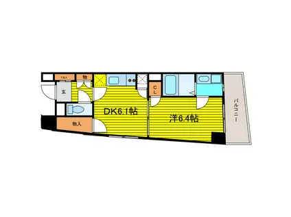 ES-GRANDO MINAMIMORIMACHI(1DK/5階)の間取り写真