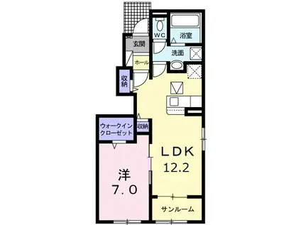 エスポワール ホリ(1LDK/1階)の間取り写真
