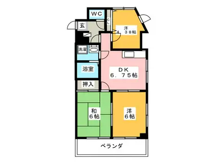 プラタトミオカ(3DK/2階)の間取り写真