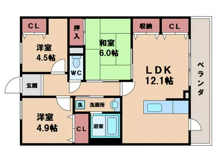 コーシャハイツ相生2号棟(3LDK/8階)の間取り写真