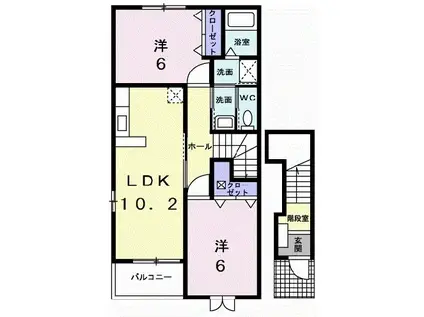 ソレアードA(2LDK/2階)の間取り写真