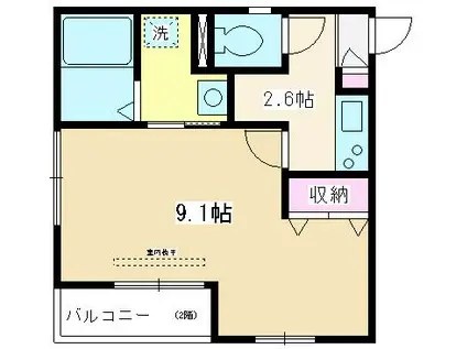 メルヴェーユシキ(1K/2階)の間取り写真