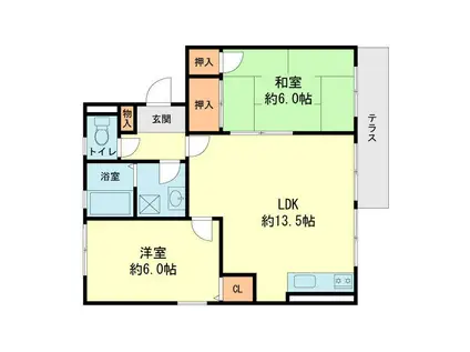 セジュールエクレア(2LDK/1階)の間取り写真