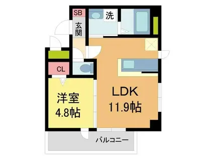 GRAND JETEキセラ川西II(1LDK/3階)の間取り写真
