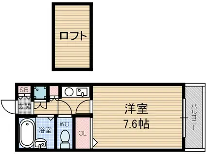 ヴィユーフルーブ2(1K/4階)の間取り写真