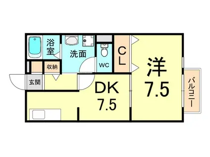 サニーコート(1DK/2階)の間取り写真