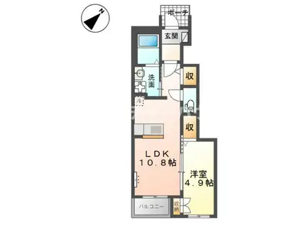 グランドコート II(1LDK/1階)の間取り写真