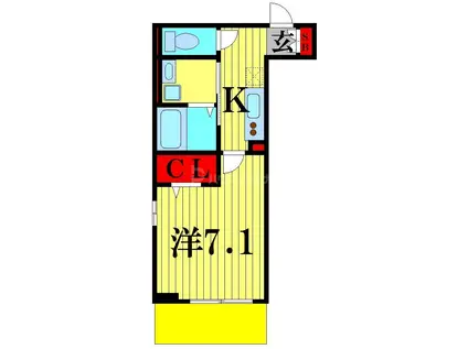 ミーツIII(1K/1階)の間取り写真
