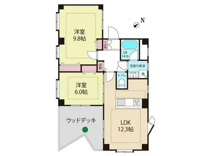 WASEDAパインビル(2LDK/1階)の間取り写真