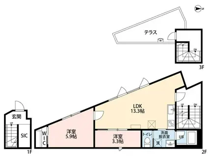 テラス新江古田(2LDK/1階)の間取り写真
