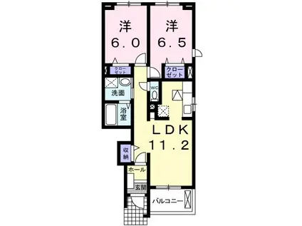 ソレイユ和泉中央(2LDK/1階)の間取り写真