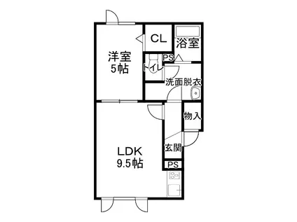 ETERNAL I(1DK/1階)の間取り写真