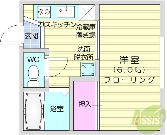 メイプル荒巻A(1K/1階)の間取り写真