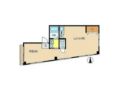 フクイヤビル(1LDK/2階)の間取り写真