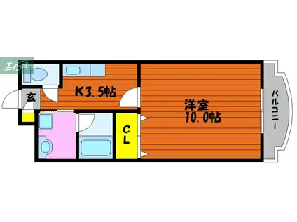 サンステージ南方(1K/1階)の間取り写真