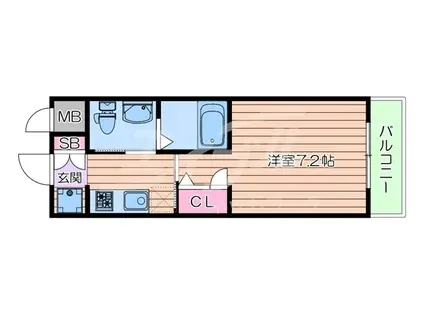 ドゥーエ江坂II(1K/7階)の間取り写真