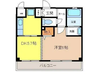 GRECALE松之浜(1DK/1階)の間取り写真