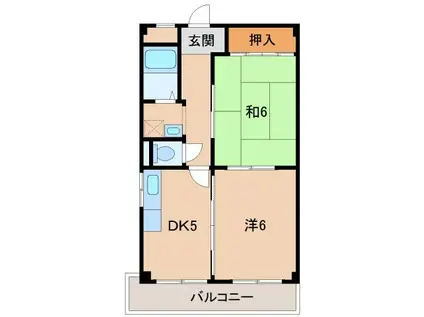 マンションKEIHO(2DK/2階)の間取り写真