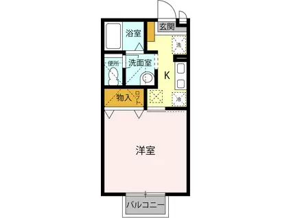 サニーサイド長砂(1K/1階)の間取り写真