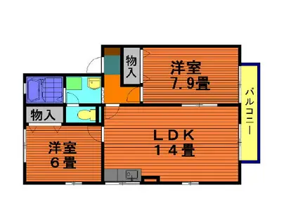 サイドピローII(2LDK/2階)の間取り写真