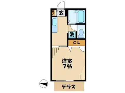 エーデルハイムII(1K/1階)の間取り写真