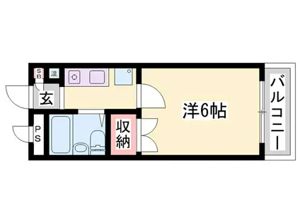 イーストドミトリーI(ワンルーム/1階)の間取り写真