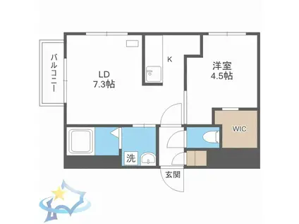 エアフォルク発寒南(1LDK/4階)の間取り写真
