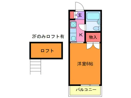 サンガーデン竜ヶ崎(1K/2階)の間取り写真