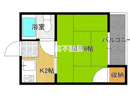 コーポカトー多布施(1K/2階)の間取り写真