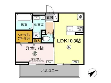 WM新八代 B棟(1LDK/3階)の間取り写真