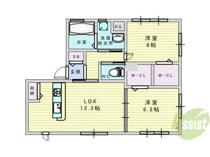 ラシーネ山田東(2LDK/1階)の間取り写真