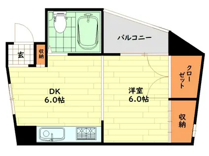 福島マンション(1DK/2階)の間取り写真