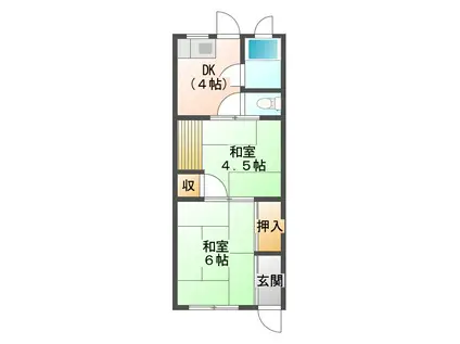 アクアハイツ神戸塩屋台(2DK/1階)の間取り写真
