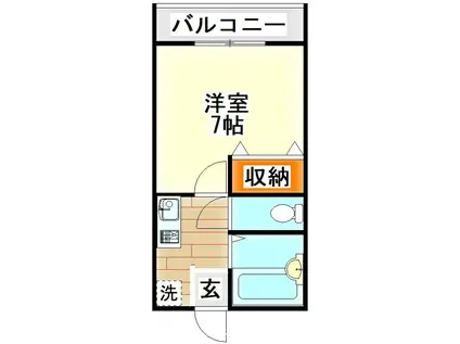 APAHOME飯塚I(1K/1階)の間取り写真