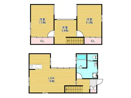 エクリュ池田(3LDK/1階)の間取り写真