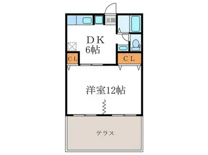 ハイツ神山(1DK/1階)の間取り写真