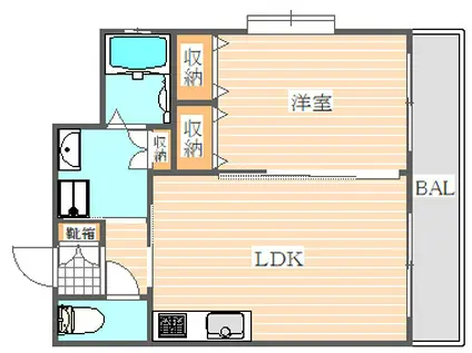 FAME上呉服(1LDK/2階)の間取り写真