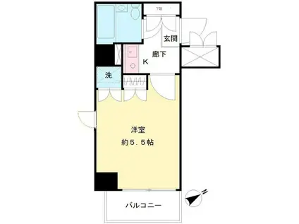 アーバンタカノ京王多摩川(1K/4階)の間取り写真