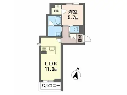 リベラピエナ(1LDK/2階)の間取り写真
