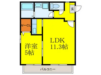 ステラ白木原(1LDK/3階)の間取り写真