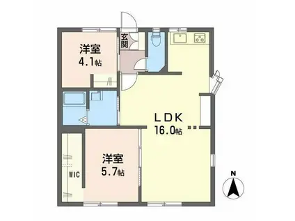 アーバンライフ観世(2LDK/1階)の間取り写真