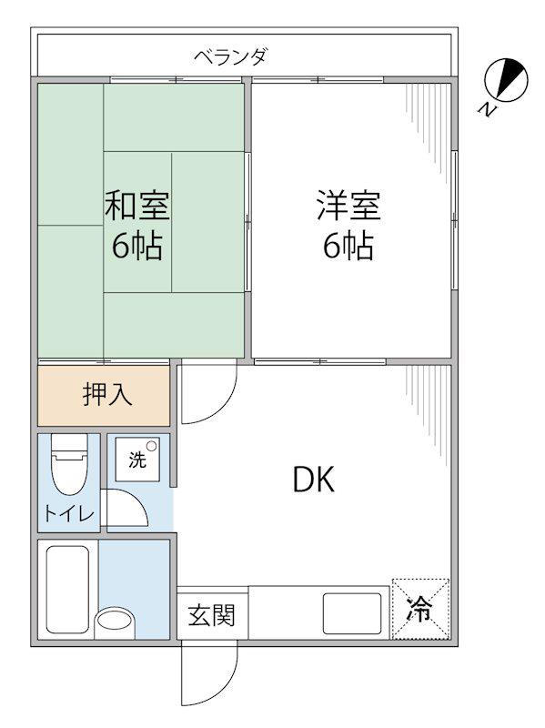 藤浪ハイム(2DK/2階)の間取り写真