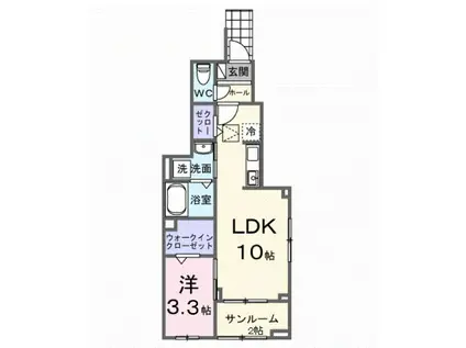 サングレイス(1LDK/1階)の間取り写真