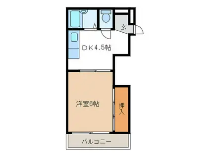 キャピタル城西(1DK/3階)の間取り写真