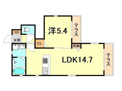 シャーメゾン高羽(1LDK/1階)の間取り写真