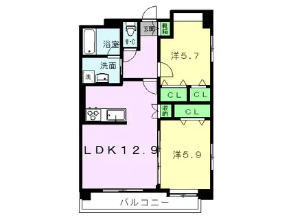 ノブハウス光の森(2LDK/3階)の間取り写真