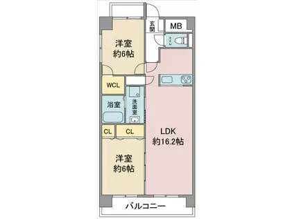 レージュ川秋(2LDK/4階)の間取り写真