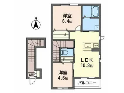 クラヴィエTE(2LDK/2階)の間取り写真